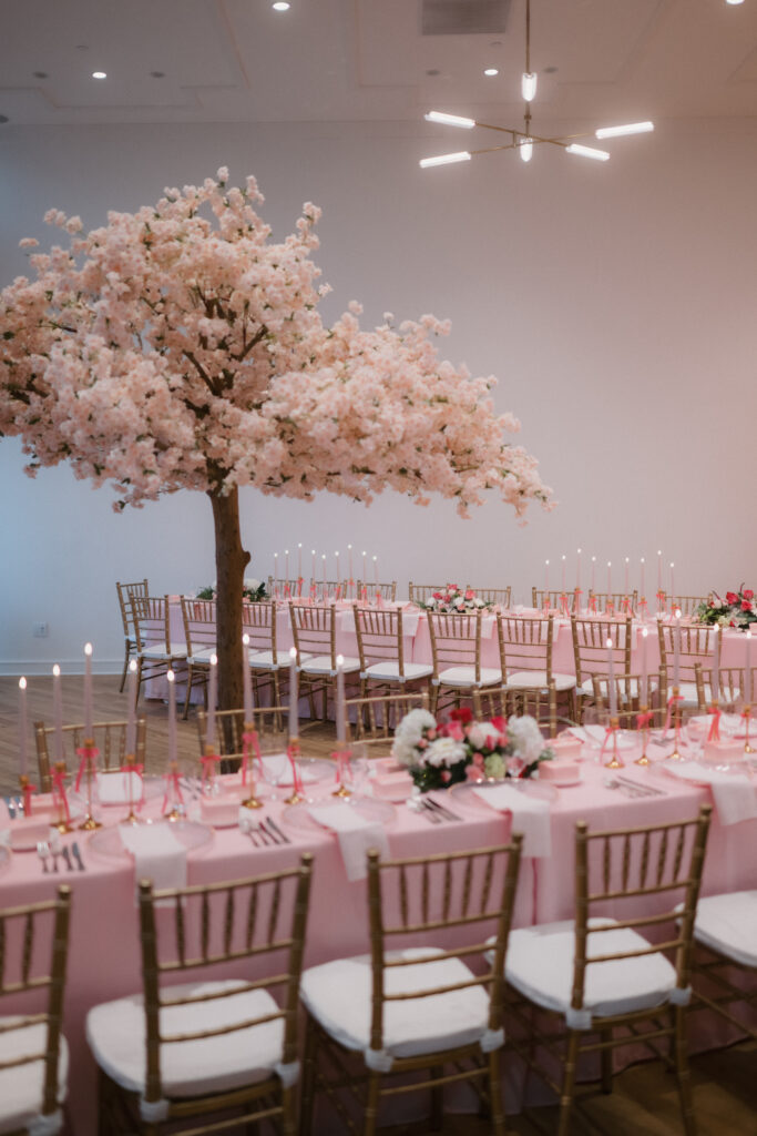Tree in Middle of Event Space, Custom Decor 