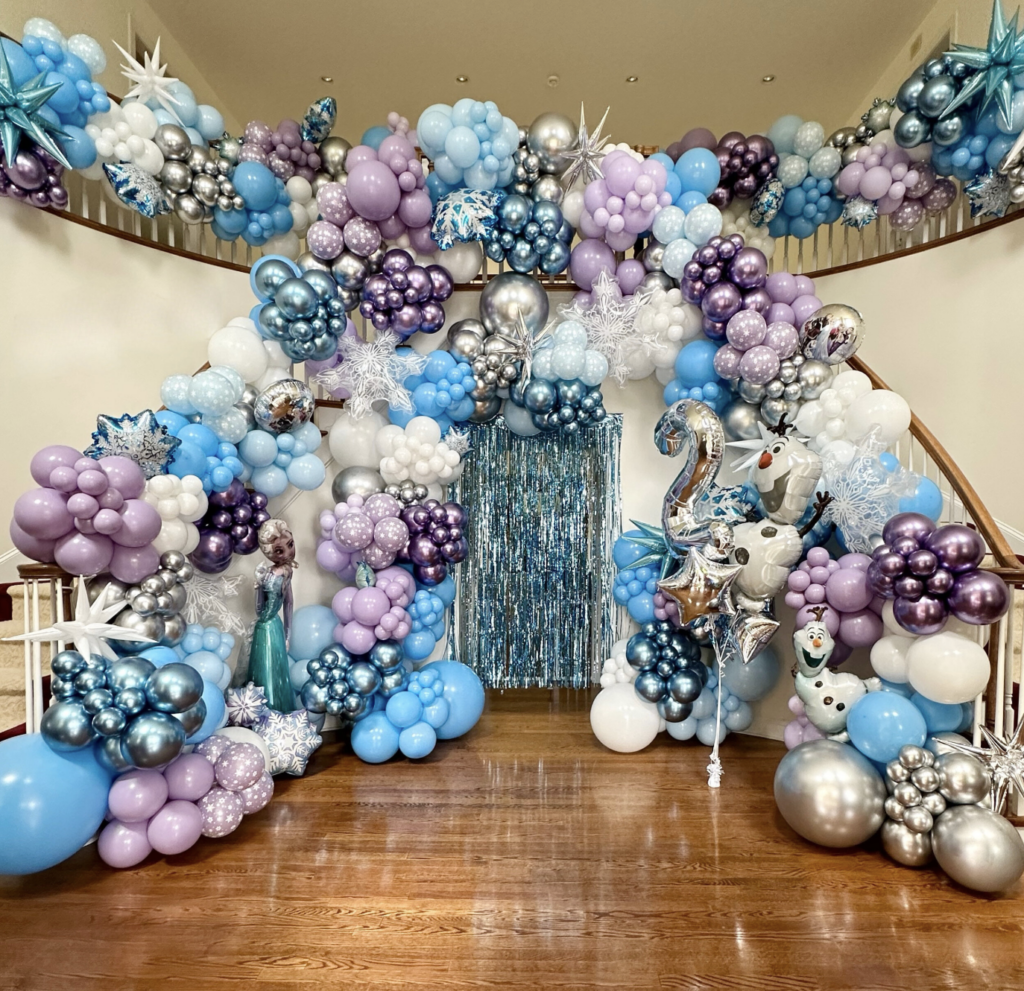 Frozen Birthday Party Professionally Done Balloon Garland Decor in Virigina